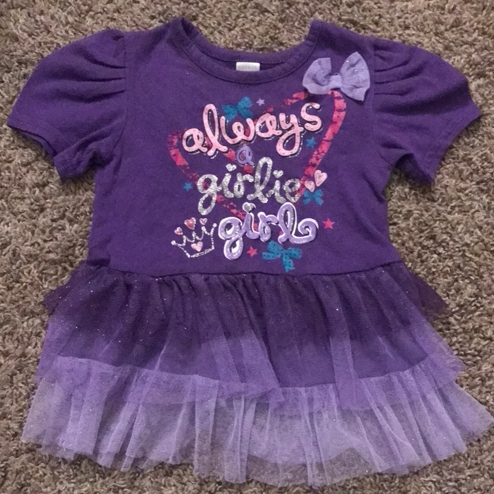 George Purple Sparkle Silver Graphic Short Sleeve Top Ruffle Bottom